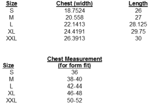 Social Jersey Sizing Information