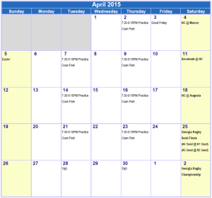 April 2015 Schedule