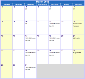 March 2015 Schedule